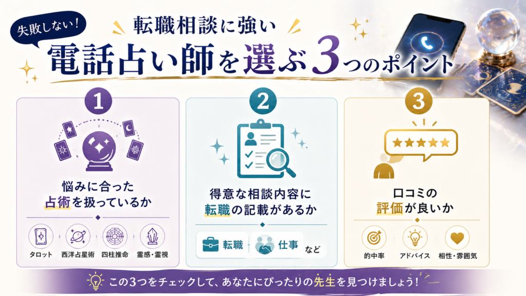 転職相談に強い電話占い師を選ぶ３つのポイント